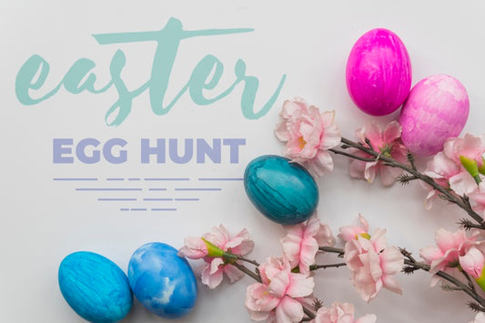 Free Easter Mockup With Eggs And Branches Psd