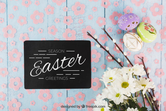 Free Easter Mockup With Elegant Card Psd