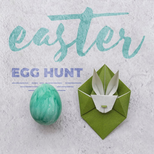 Free Easter Mockup With Origami Rabbit Psd