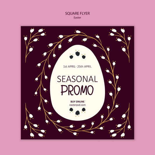 Free Easter Seasonal Promo And Branches Square Flyer Psd