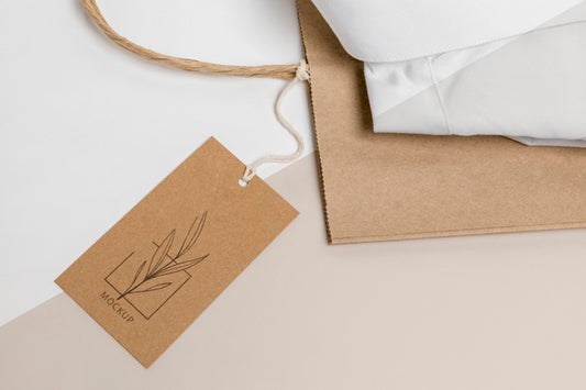 Free Eco-Friendly Price Tag And Paper Bag With Formal Shirt Mock-Up Psd