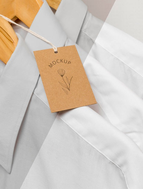 Free Eco-Friendly Price Tags And Formal Shirts With Hangers Mock-Up Psd