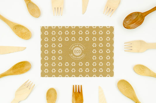 Free Eco-Friendly Tableware Surrounded By Forks Psd