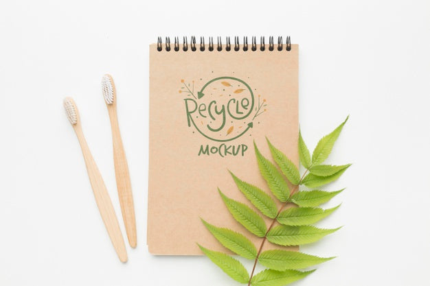 Free Eco Notebook And Toothbrushes Psd