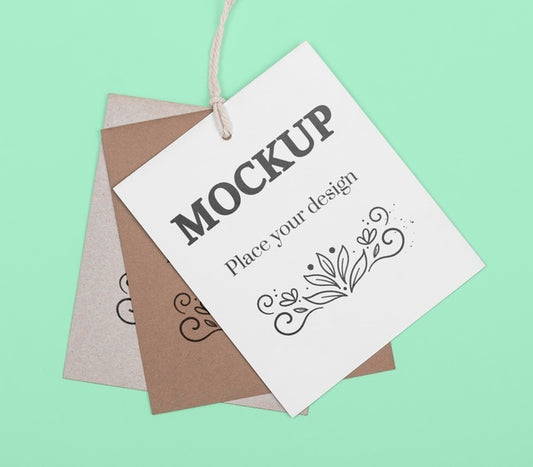 Free Eco Tags Arrangement On Green Background Psd