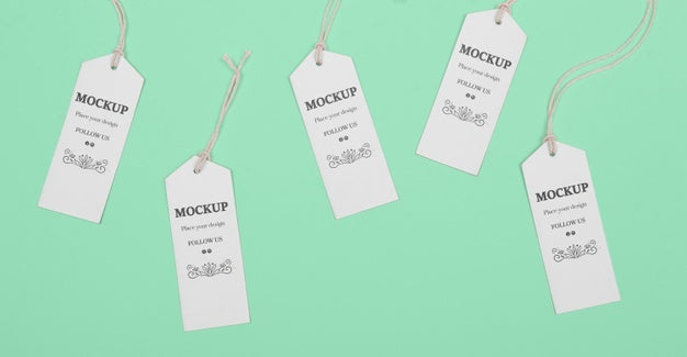 Free Eco Tags Assortment On Green Background Psd