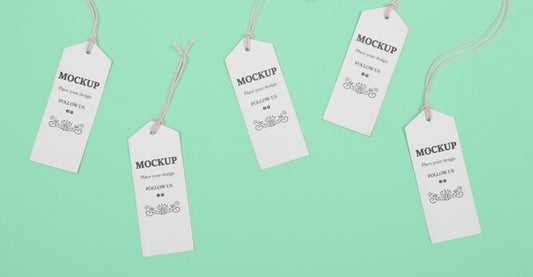 Free Eco Tags Assortment On Green Background Psd