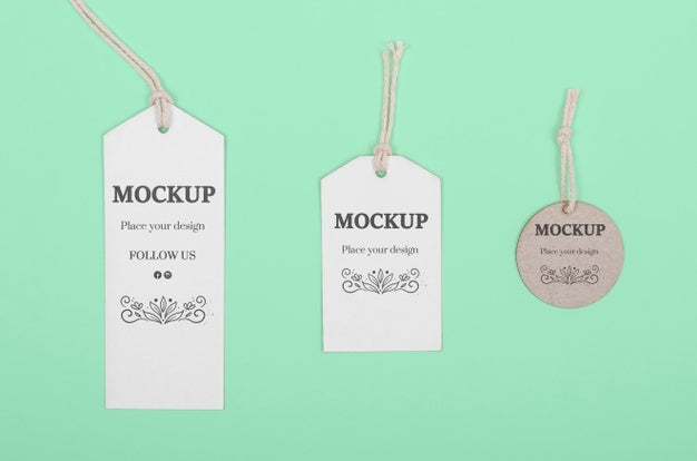 Free Eco Tags On Green Background Above View Psd