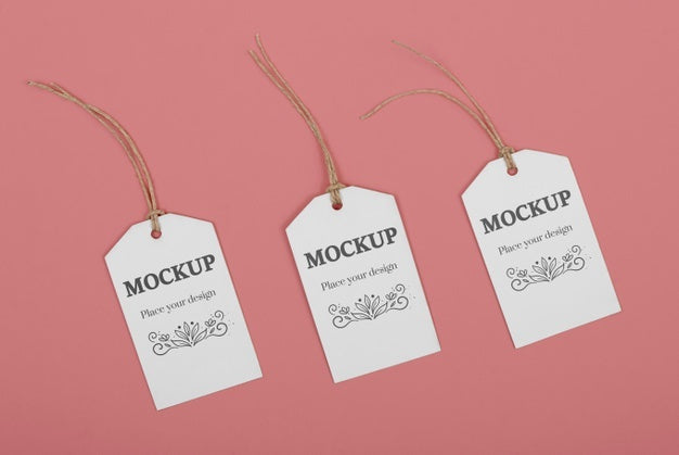 Free Eco Tags On Pink Background Above View Psd