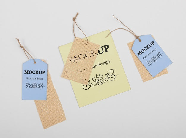 Free Ecological Tags Arrangement Flat Lay Psd