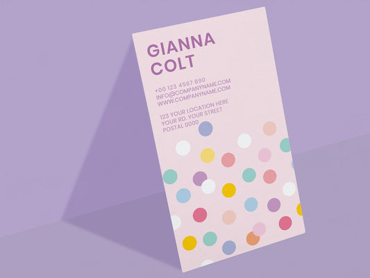 Free Editable Business Card Mockup Psd In Pastel Polka Dot Pattern