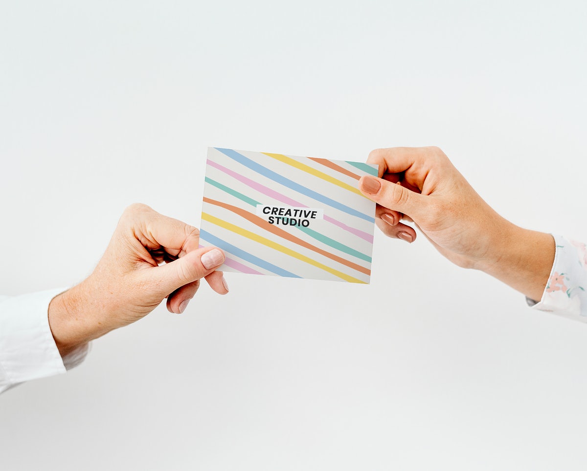 Free Editable Business Card Mockup Psd In Pastel Stripes Pattern