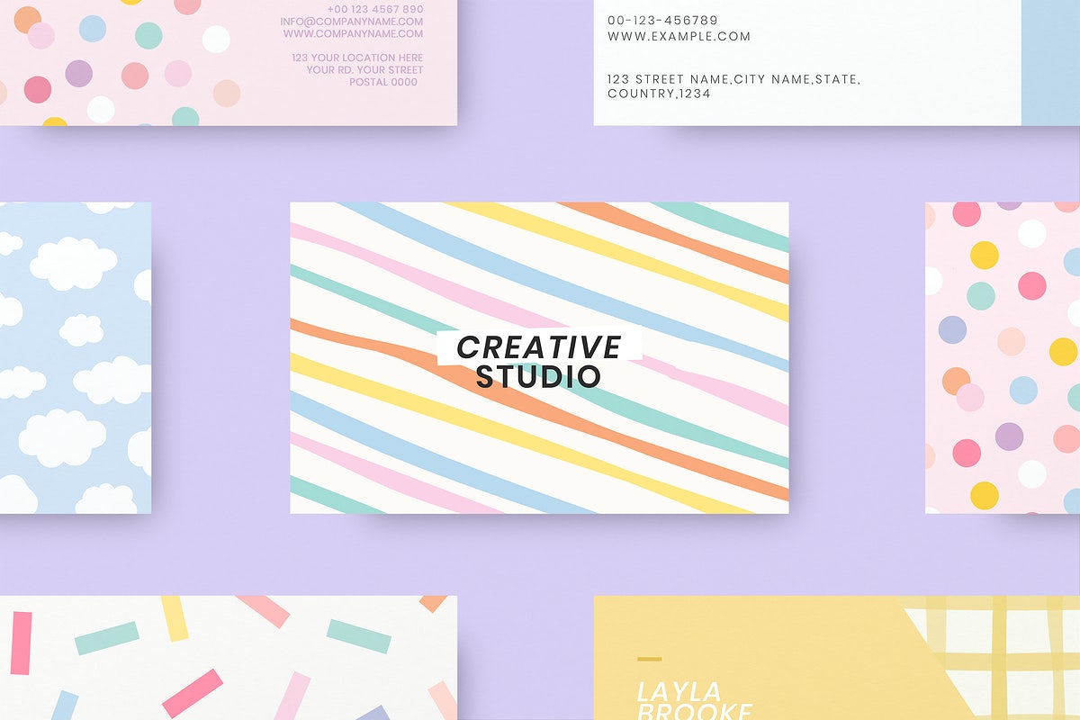Free Editable Business Card Mockups Psd In Cute Pastel Pattern
