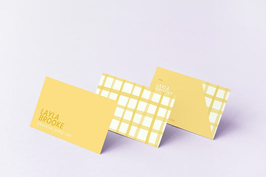 Free Editable Business Card Mockups Psd In Cute Pastel Yellow Pattern