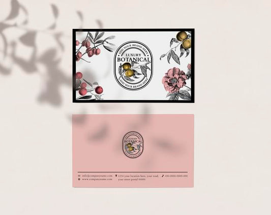Free Editable Business Card Template In Pink Luxury And Vintage Style Psd
