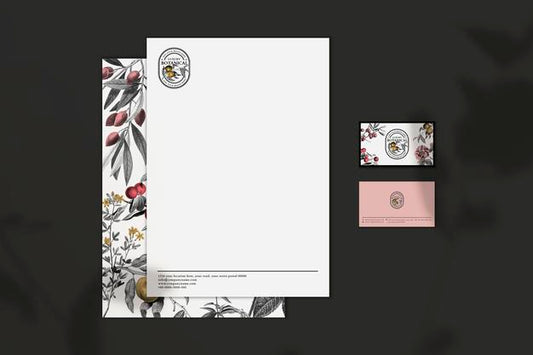 Free Editable Business Invitation Mockup And Card In Floral Vintage Theme For Cosmetic Brands Psd