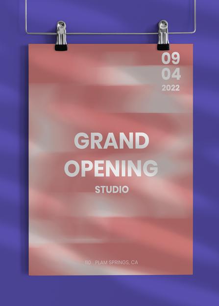 Free Editable Clipped Poster Mockup For Grand Opening Ad Psd