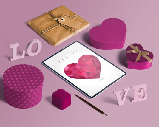 Free Editable Isometric Scene Creator Mockup With Valentines Day Concept Psd