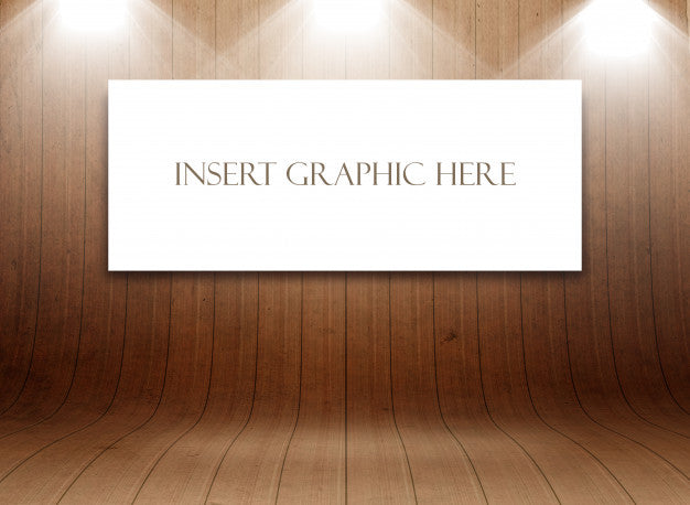 Free Editable Mock Up With Blank Canvas In Curved Wooden Room Display Psd