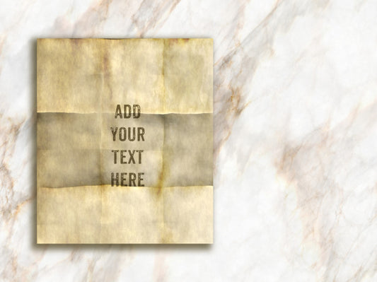 Free Editable Mock Up With Grunge Style Paper On A Marble Texture Psd