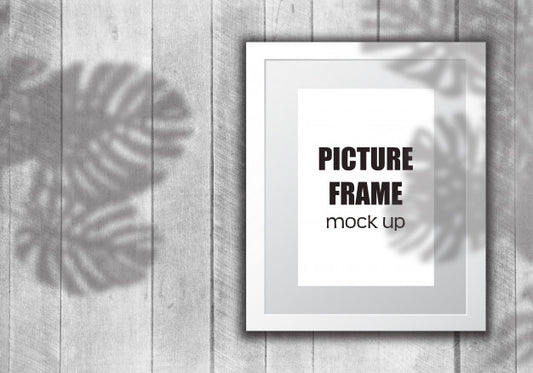 Free Editable Picture Frame Mock Up With Plant Shadow Overlay Psd