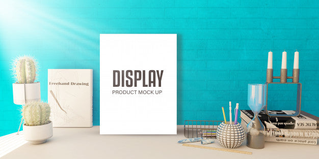 Free Editable Product Display Mock Up With Blank Picture On Shelf Psd