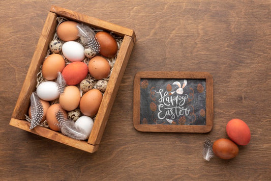 Free Eggs For Easter And Frame With Mock-Up Psd