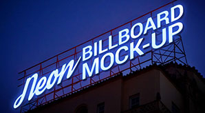 Free Electric Neon Sign Billboard Mockup Psd