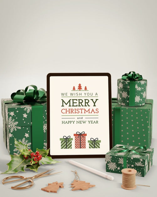 Free Electronic Tablet Beside Gifts For Christmas Psd