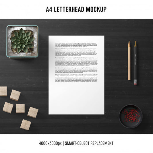 Free Elegant A4 Letterhead Mockup Psd