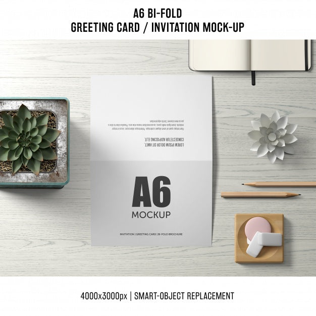 Free Elegant A6 Bi-Fold Greeting Card Template Psd