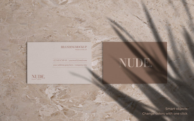 Free Elegant Business Card Mockup With Marble Background Psd