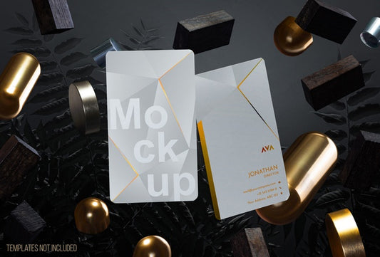 Free Elegant Business Card With Objects Levitating Psd