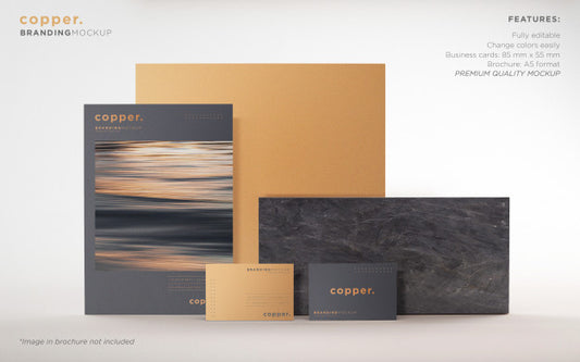 Free Elegant Dark And Copper Branding Stationery Psd Mockup Psd