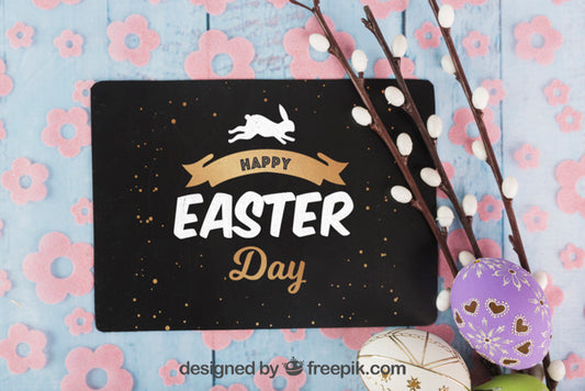 Free Elegant Easter Mockup With Black Envelope Psd