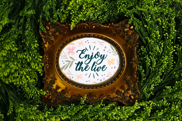 Free Elegant Frame With Lettering Surrounded By Vegetation Psd