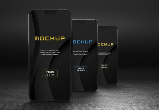 Free Elegant Glossy Dark Smartphone Mock-Up Design Psd