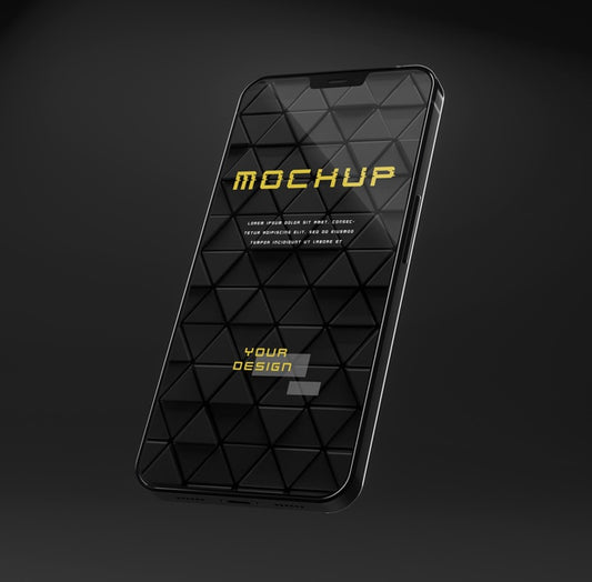 Free Elegant Glossy Dark Smartphone Mock-Up Design Psd