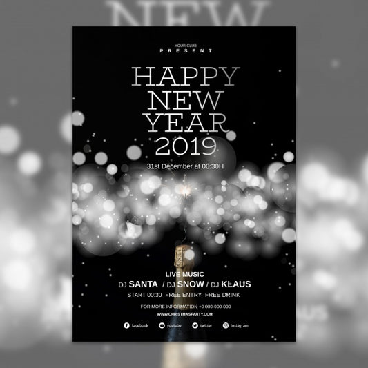 Free Elegant New Year Cover Template Psd