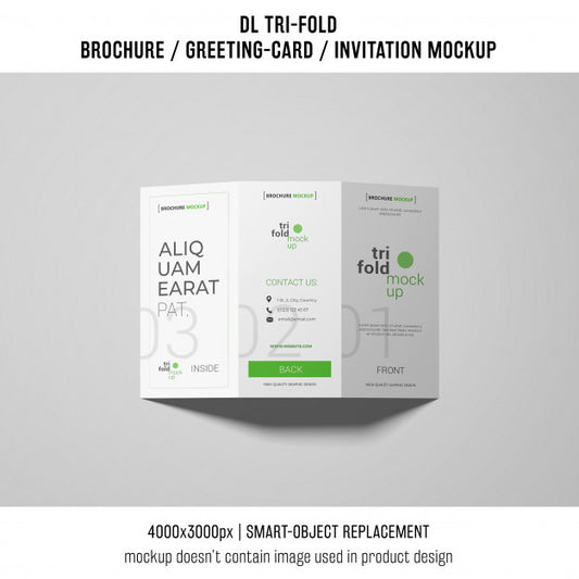 Free Elegant Trifold Brochure Or Invitation Mockup Psd