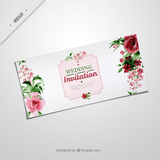 Free Elegant Wedding Invitation With Watercolor Roses Psd