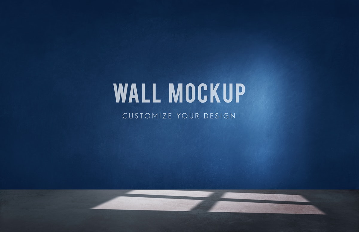 Free Empty Room With A Blue Wall Mockup