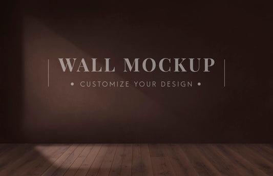 Free Empty Room With A Brown Wall Mockup Psd