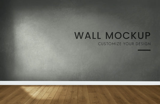 Free Empty Room With A Dark Gray Wall Mockup