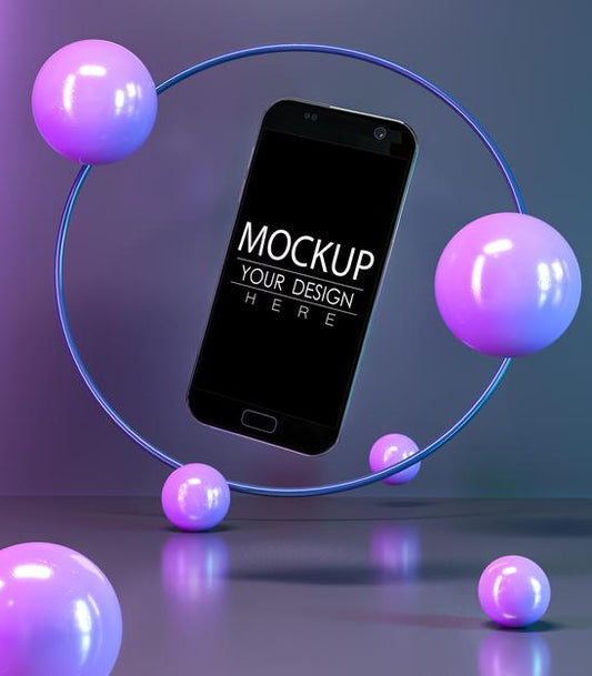 Free Empty Screen Smartphone Mockup With Spheres Psd