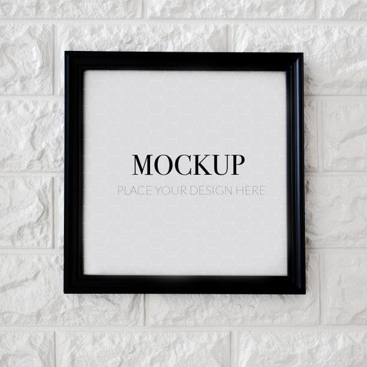 Free Empty Square Frame For Mock Up On A Brick Wall Psd