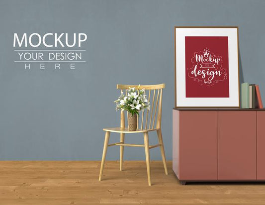 Free Empty Wall And Frame Mock Up With Home Decorating In The Living Room Modern Interior. Mockup Ready To Use Psd
