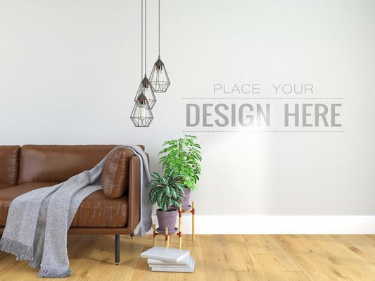 Free Empty Wall Interior Furniture 3D Psd Mockup Psd