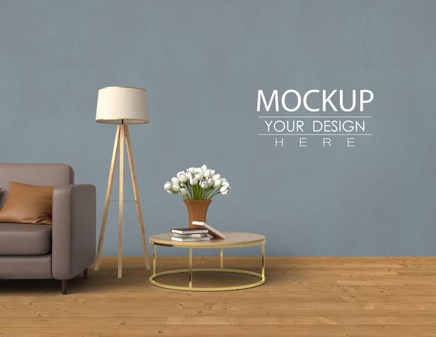 Free Empty Wall Mock Up With Home Decorating In The Living Room Modern Interior. Mockup Ready To Use Psd