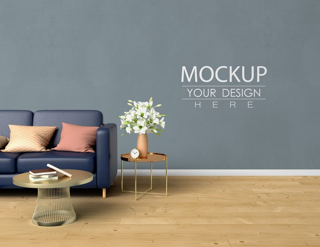 Free Empty Wall Mock Up With Home Decorating In The Living Room Modern Interior. Psd